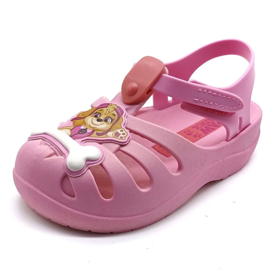 Sandália Velcro Patrulha Canina Grendene Kids - Rosa/Branco - 22710