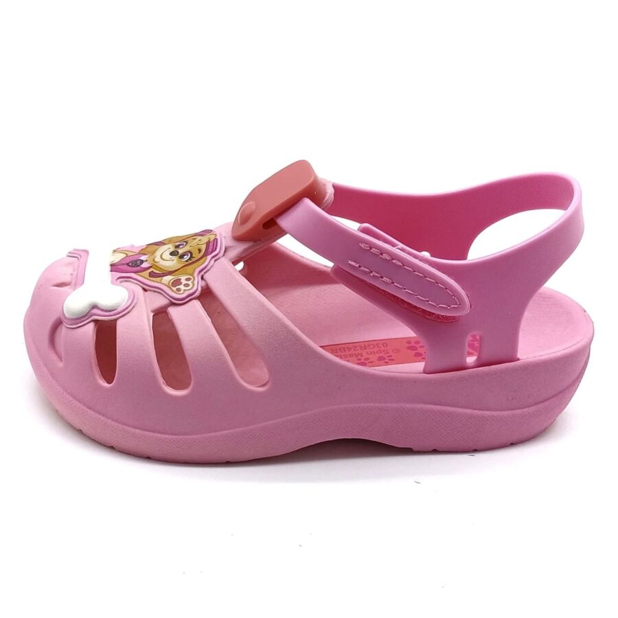 Sandália Velcro Patrulha Canina Grendene Kids - Rosa/Branco - 22710