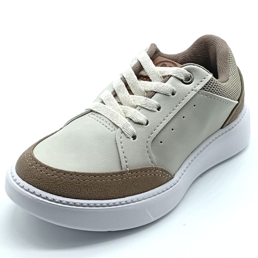 Sapatênis Cadarço Molekinho - Branco Off/Caramelo - 2861.117