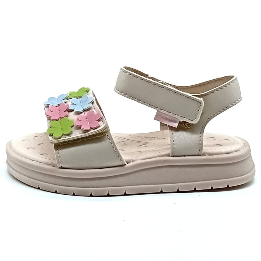 Sandália Aberta Velcro Pampili - Nude/Colorido - 739012