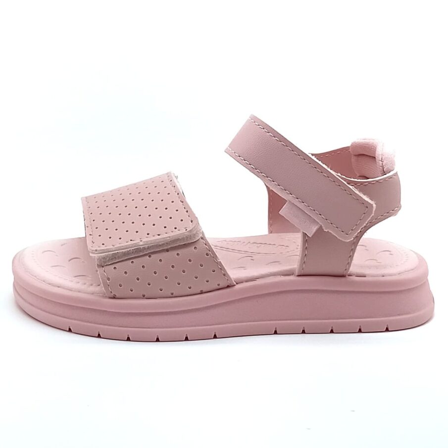 Sandália Papete Velcro Pampili - Rosa Glacê - 739007