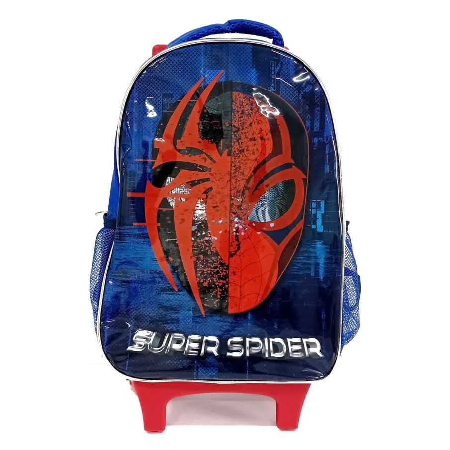 Kit Escolar de Mochila com Rodinhas Seanite - Azul/Preto/Vermelho - Mr41404