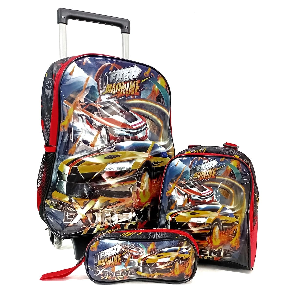 Kit Escolar de Mochila com Rodinhas Clio - Amarelo/Vermelho - Dr23063k