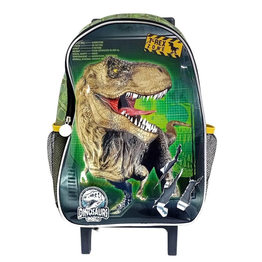 Kit Escolar de Mochila com Rodinhas Seanite - Bege/Verde/Marrom - Mr41364