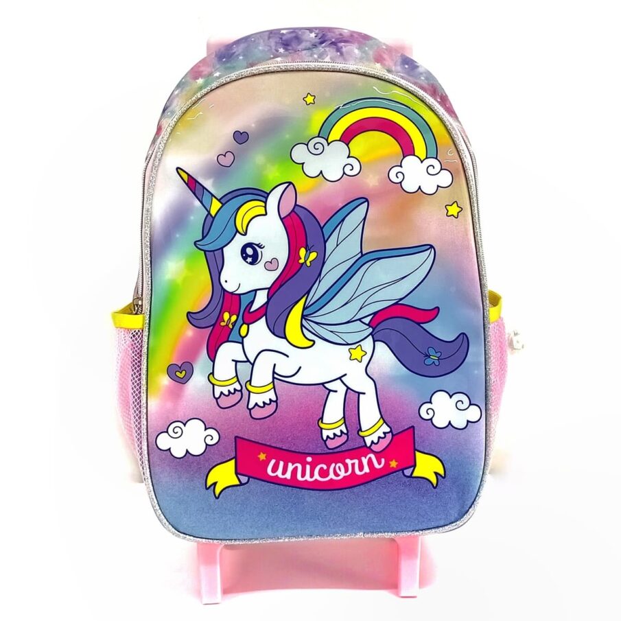 Kit Escolar de Mochila com Rodinhas Seanite - Arco Íris - Mr41370