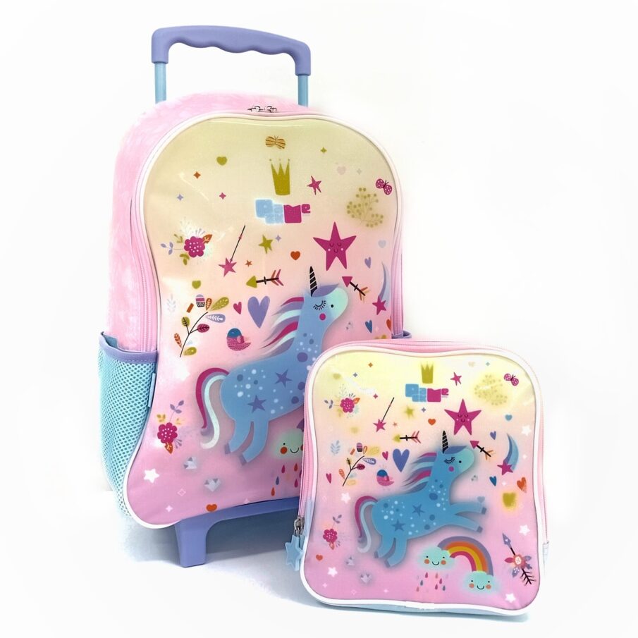 Kit Escolar de Mochila com Rodinhas Pacific - Rosa/Azul Bebê - 9104d01012g