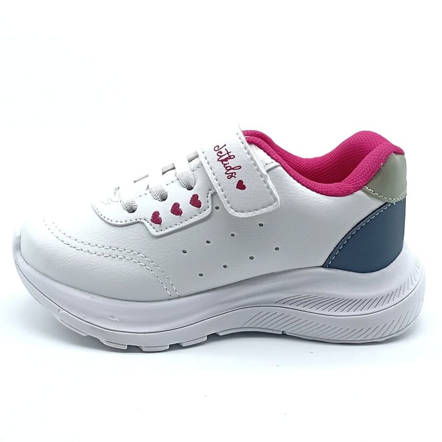 Tênis Calce-Fácil Jet Kids - Branco/Pink - 63.025