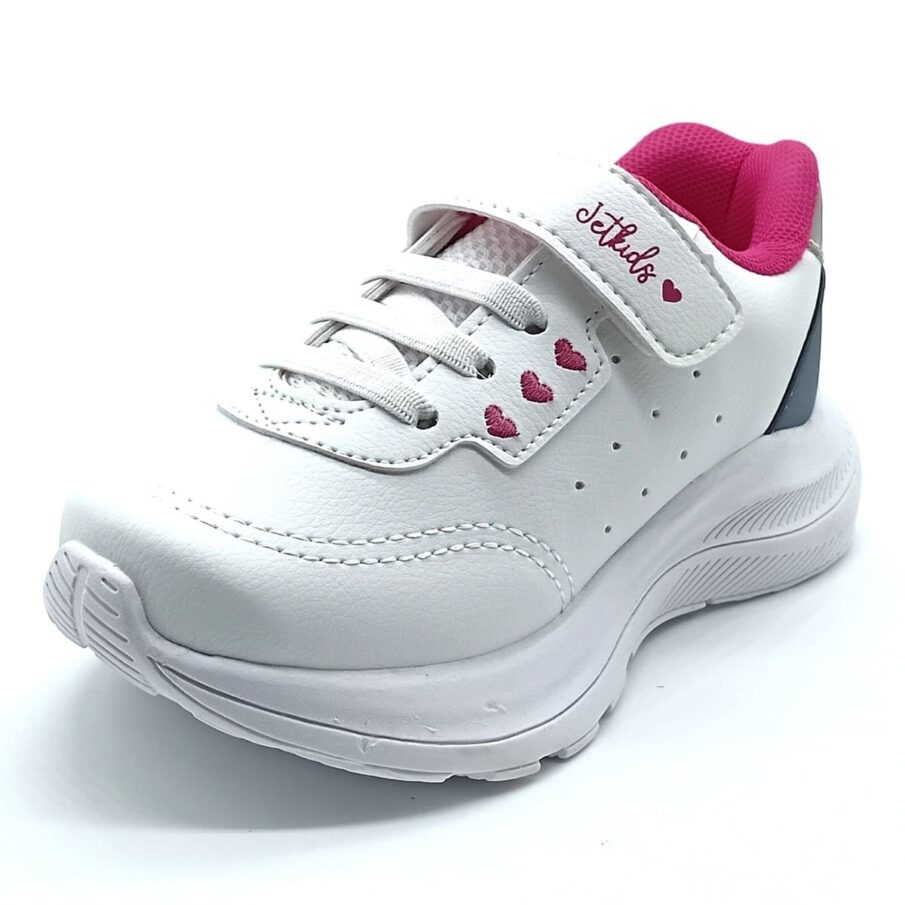 Tênis Calce-Fácil Jet Kids - Branco/Pink - 63.025