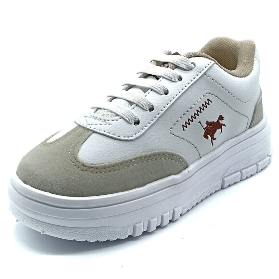 Sapatênis Calce-Fácil Jet Kids - Branco/Bege - 40.162