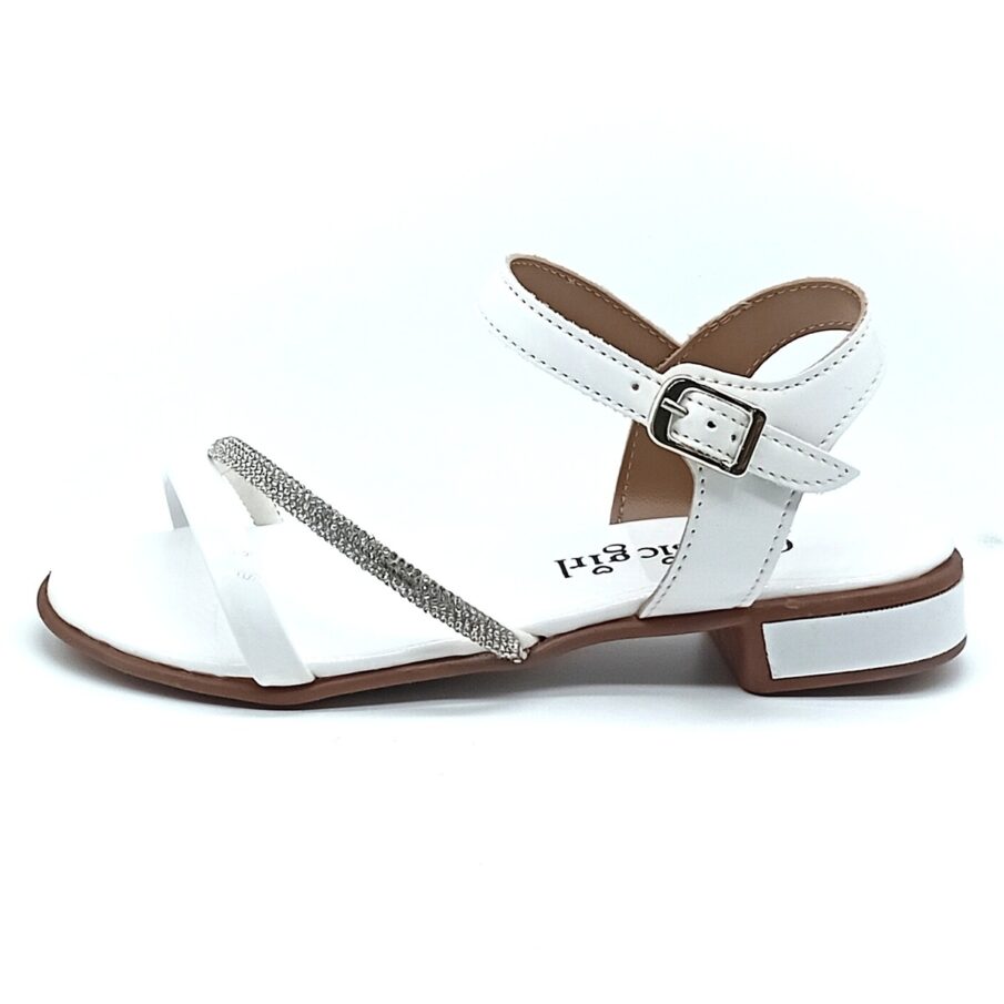 Sandália Salto Fivela Classic Girls - Branco - ST32