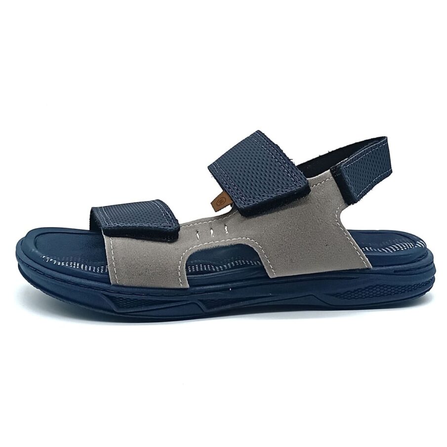 Sandália Papete Velcro Molekinho - Cinza/Marinho - 2402.744