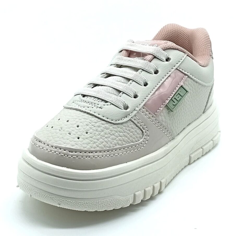 Tênis Calce-Fácil Jet Kids - Bege/Rose - 50.060