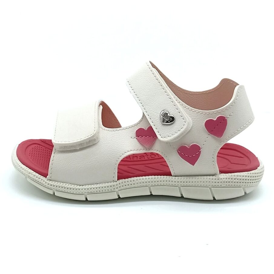 Sandália Papete Velcro Klin - Off White/ Pink - 171248000