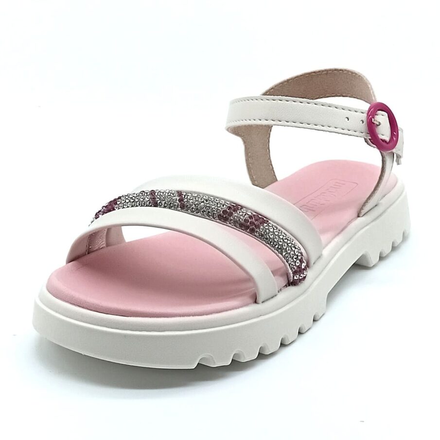 Sandália Fivela Molekinha - Branco Off/Magenta - 2344.128