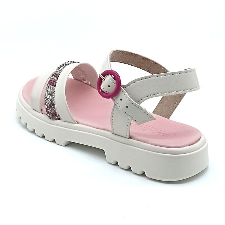 Sandália Fivela Molekinha - Branco Off/Magenta - 2344.128