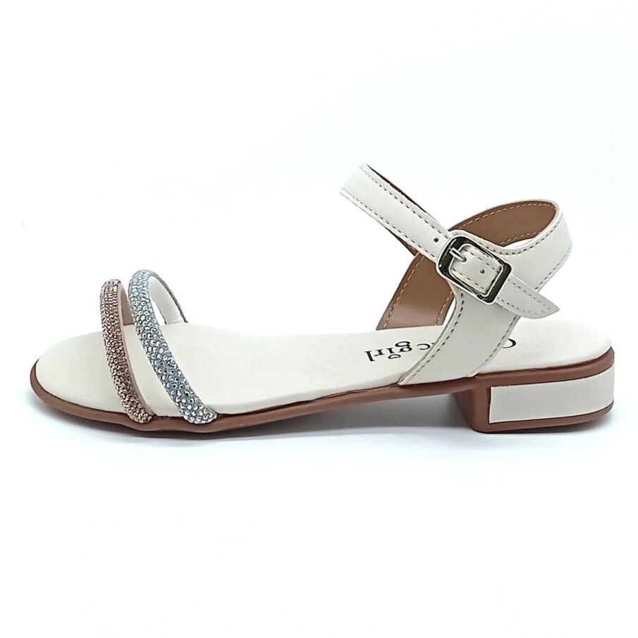 Sandália Salto Fivela Classic Girls - Off White - St38