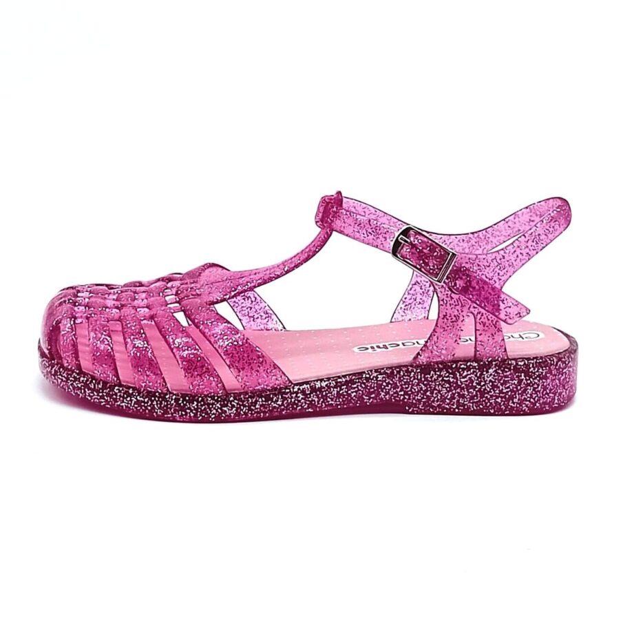 Sandália Fechada Fivela Charmosinha Chic - Gliter Rosa - 2205