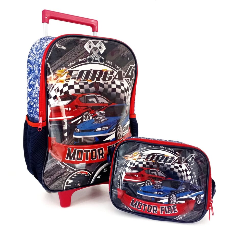 Kit Escolar de Mochila com Rodinhas Luxcel - Azul - Ic37622fa