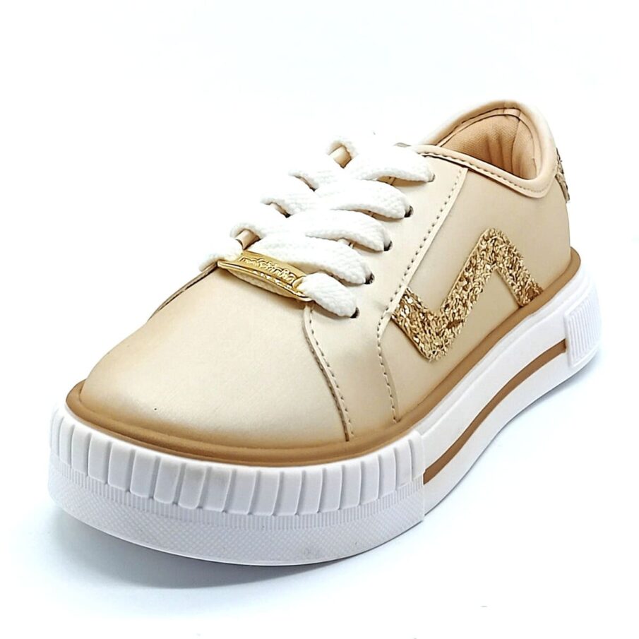Tênis Cadarço Molekinha - Dourado/Creme - 2565.109