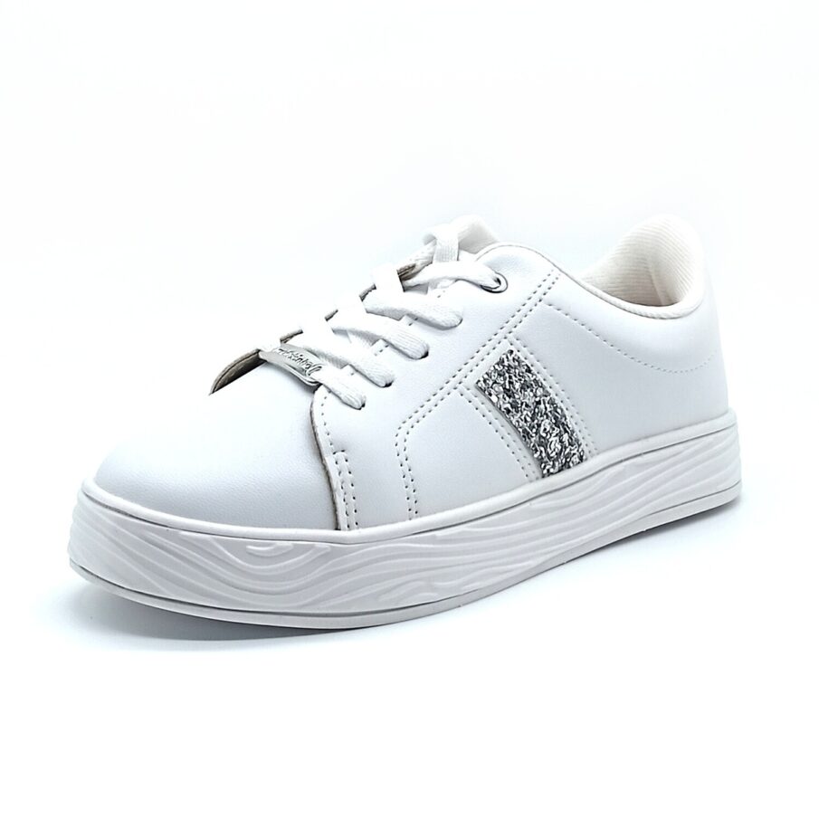 Tênis Cadarço Molekinha - Branco/Prata- 2520.1737