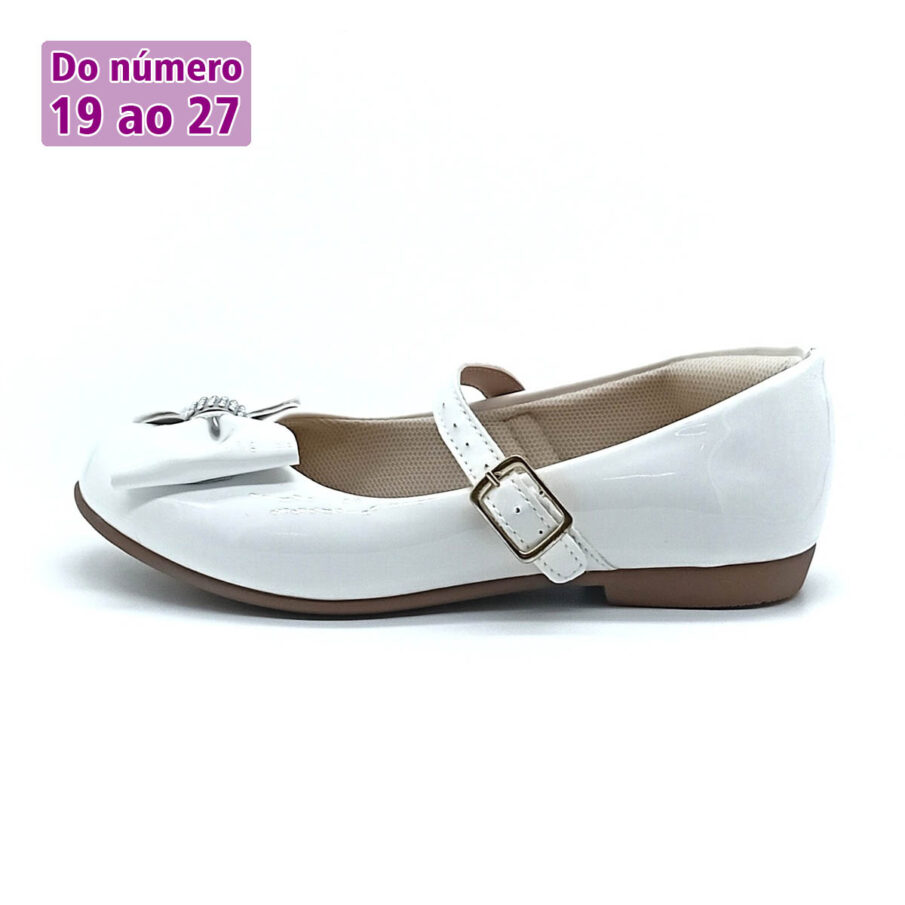Sapato Social com Fivela Classic Girls (n°19 ao 27)- Branco - 20841