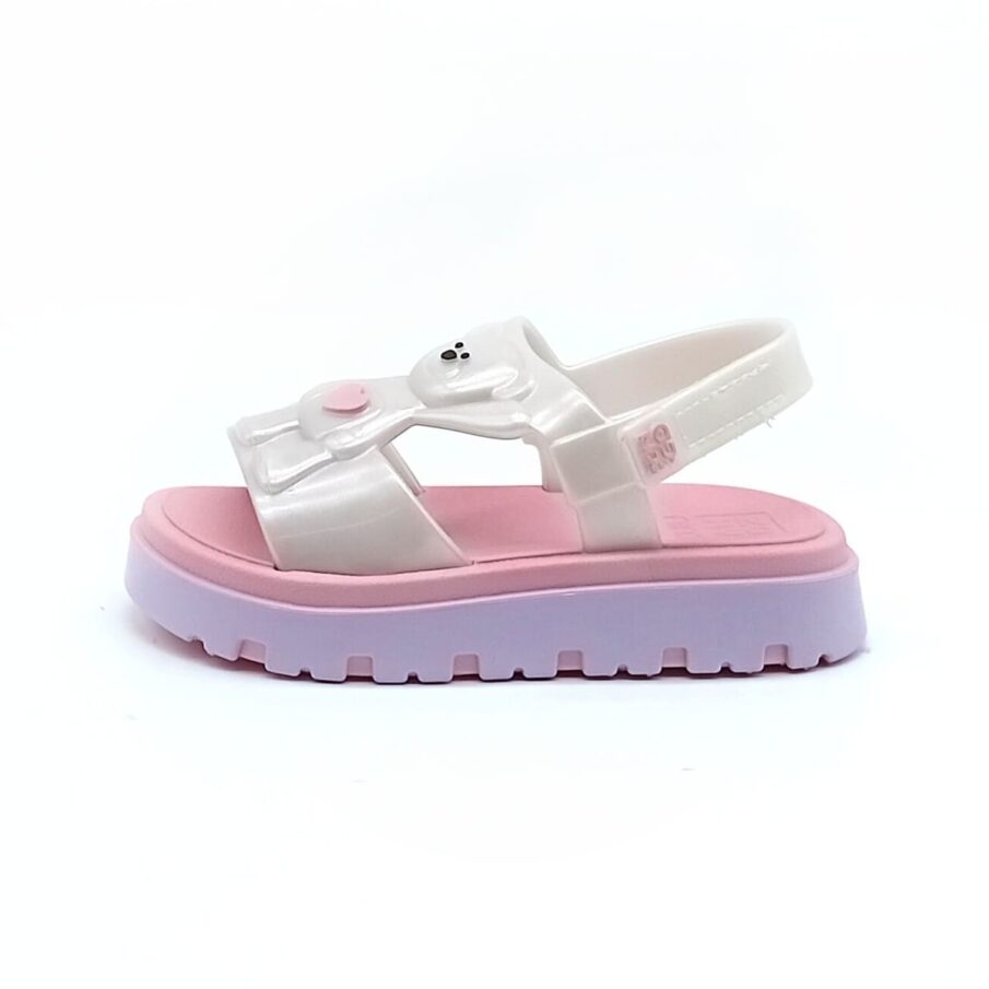 Sandália Velcro Zaxy Nina - Off White Claro Perolizado - 19417