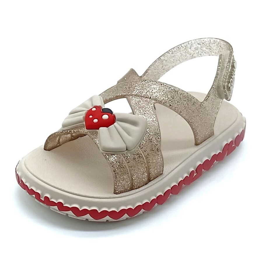 Sandália Velcro Zaxy Nina - Off White Gliter - 19411