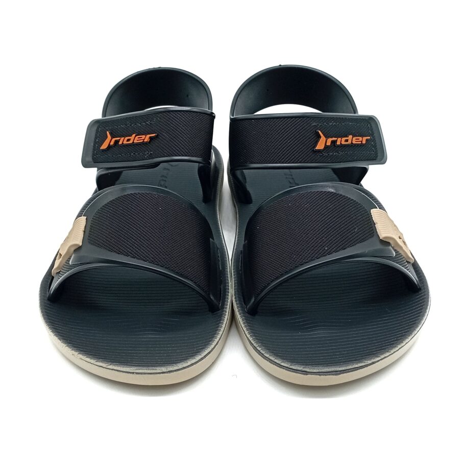 Sandália Aberta Velcro Rider - Bege/Preto/Laranja - 12354