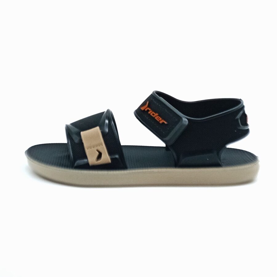 Sandália Velcro Rider - Bege/Preto/Laranja - 12354