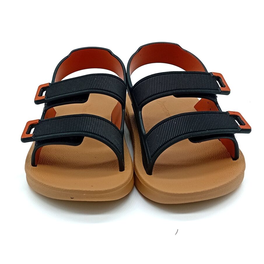 Sandália Aberta Velcro Rider - Bege/Preto/Laranja - 12660