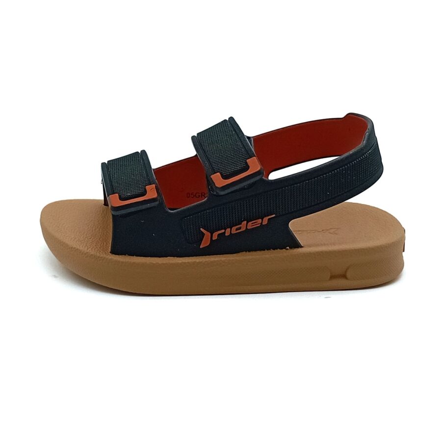 Sandália Velcro Rider - Bege/Preto/Laranja - 12660