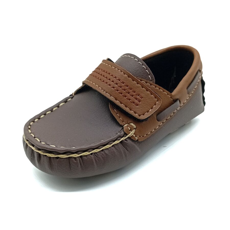 Mocassim Velcro Pé De Menino - Marrom/Whisky - 730
