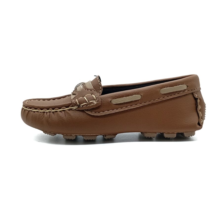 Mocassim Liso Pé De Menino - Conhaque/Bege - 829