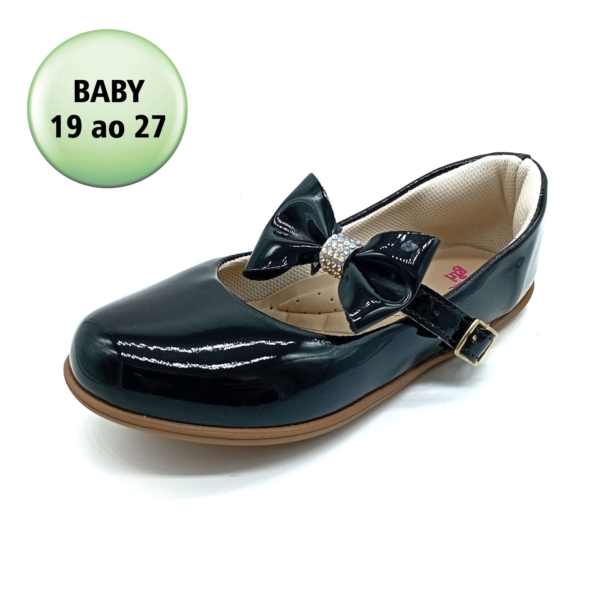 Sapato Social Fivela Verniz Classic Girls - Preto - 220877