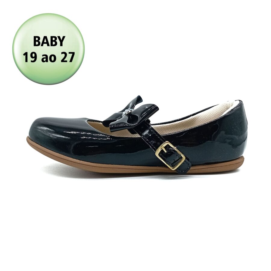 Sapato Social Fivela Verniz Classic Girls - Preto - 220877