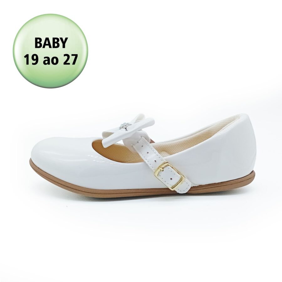 Sapato Social Fivela Verniz Classic Girls - Branco - 220877