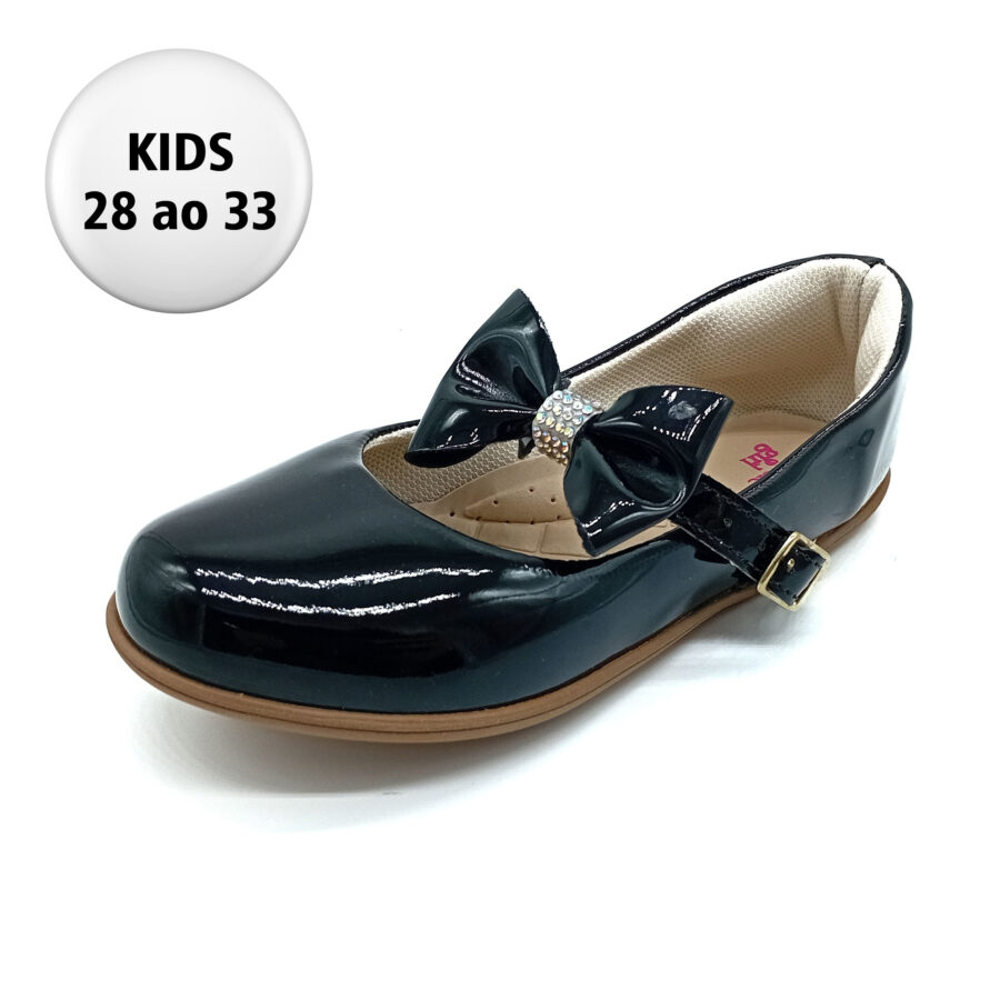 Sapato Social Fivela Verniz Classic Girls - Preto - 220877