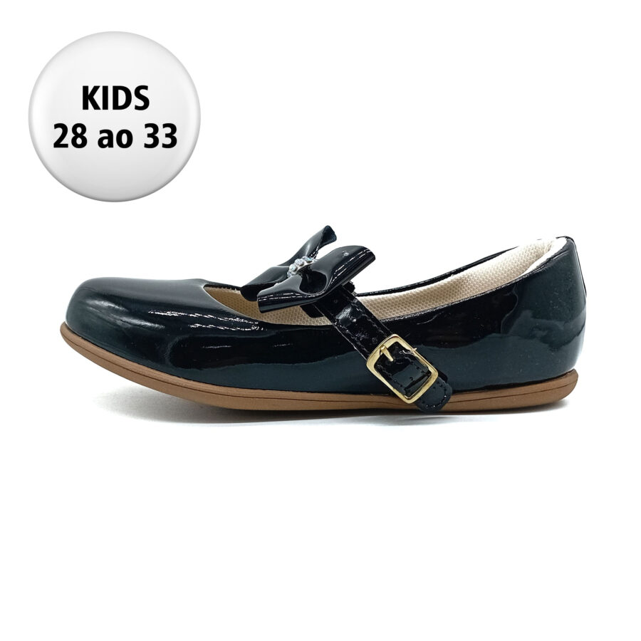 Sapato Social Fivela Verniz Classic Girls - Preto - 220877